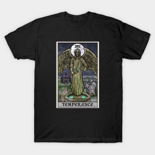Temperance Tarot Card Halloween Gothic Creepy Crying Angel Statue T-Shirt